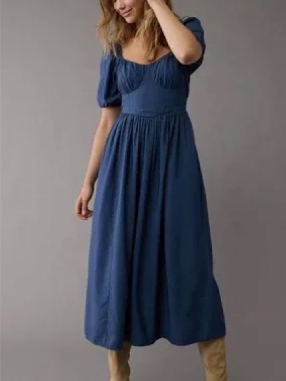American Eagle B Puff-Sleeve Midi Dress - Women